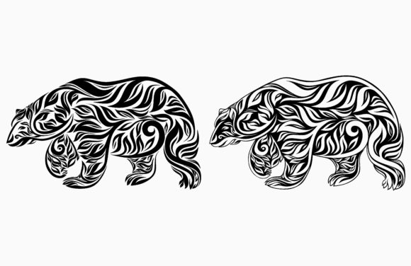 Bear with Floral Ornament: A Versatile and Charming Illustration