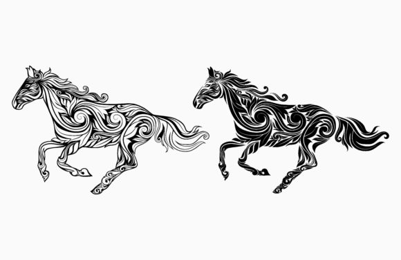 Enhance Your Designs with Horse with Floral Ornament