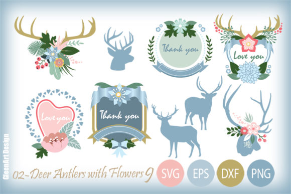 Floral Antlers with Deer Graphics: A Versatile Design Solution