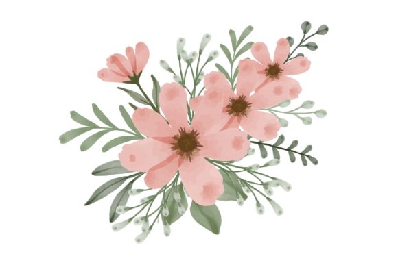 Peach Watercolor Floral Arrangement: A Versatile and Charming Design Solution