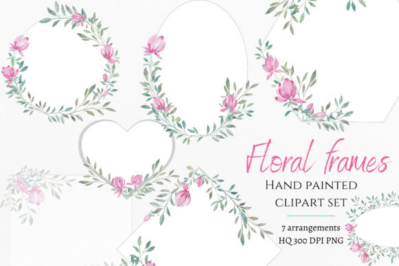 Pink Watercolor Floral Frames for Elegant Design