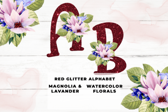 Red Glitter Floral Alphabet: A Sparkling Addition to Your Creative Projects