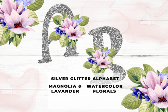 Silver Glitter Floral Alphabet: A Sparkling Design Asset
