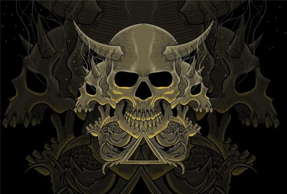 Skull with Floral Artwork Illustration: A Blend of Elegance and Edge