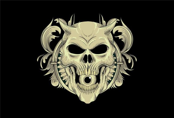 Strategic Use of Human Skull with Mandala and Floral Artwork