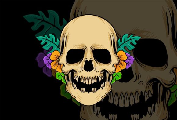Strategic Use of Skull and Floral Vector Illustration for Enhanced Branding and Creativity
