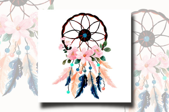 Watercolor Dream Catcher with Floral 11