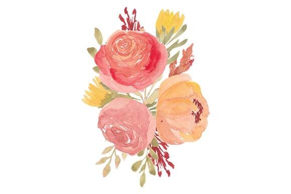 Watercolor Floral Arrangement with Rose