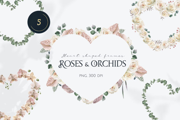 Watercolor Floral Heart Shaped Frames