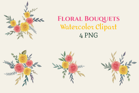 Watercolor Red Yellow Floral Bouquets: A Versatile and Charming Artistic Choice