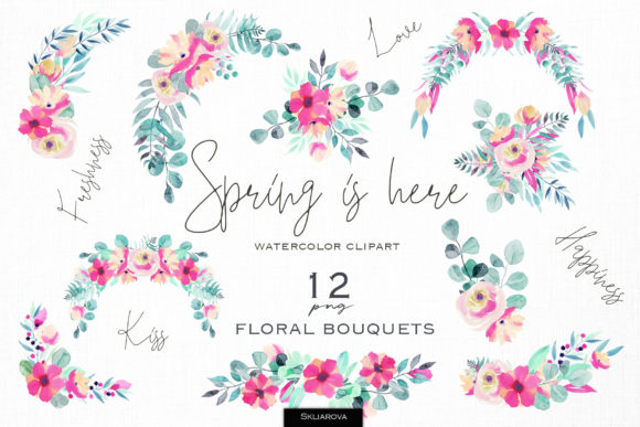 Welcome the Season with Spring is Here - Floral Bouquets Set